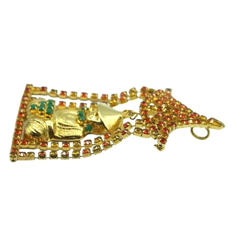 Vintage Rhinestone Pagoda Brooch Asian Articulating Designer Jewelry Pin Pendant